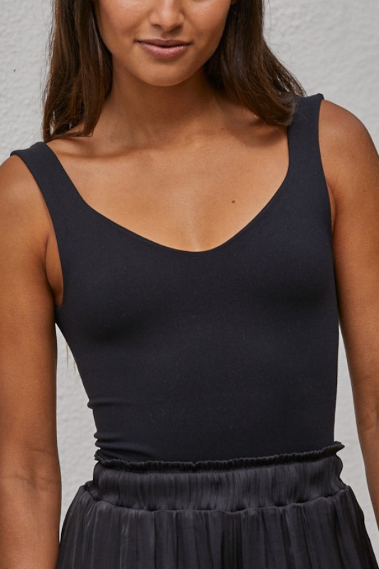Yours Truly Sleeveless Bodysuit - Black
