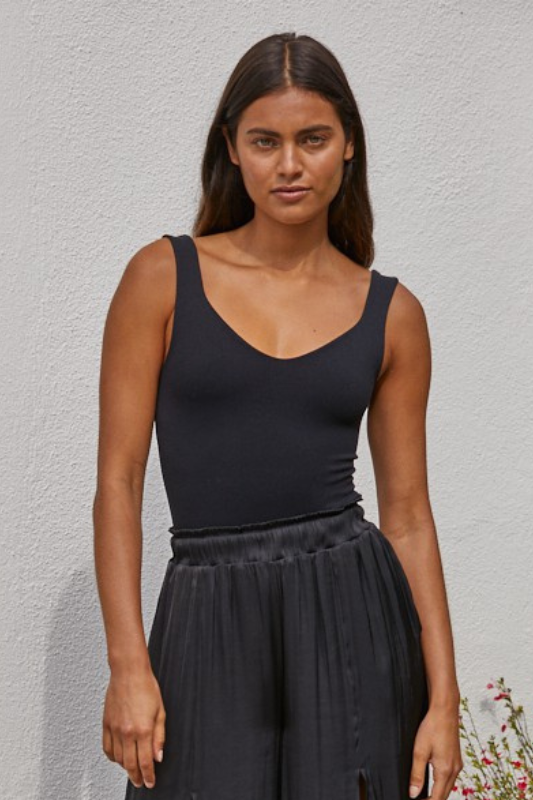 Yours Truly Sleeveless Bodysuit - Black