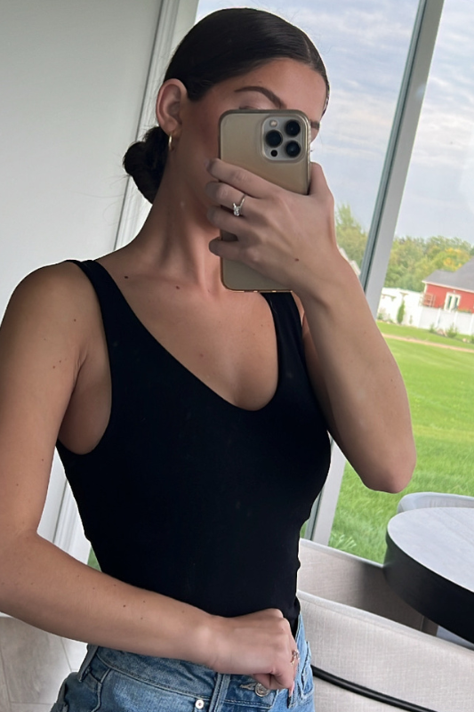 Yours Truly Sleeveless Bodysuit - Black