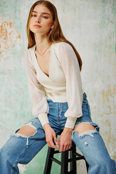 Adore You Sheer Sleeve Top