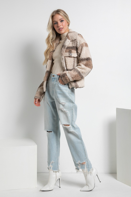 Teddy Plaid Jacket