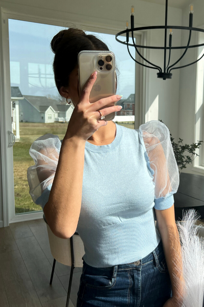 Good Company Puff Sleeve Top - Light Blue