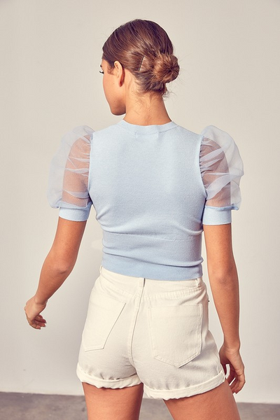 Good Company Puff Sleeve Top - Light Blue