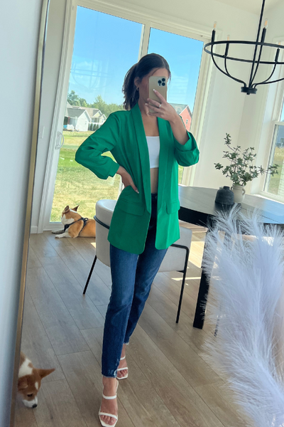 Ruched Blazer - Emerald
