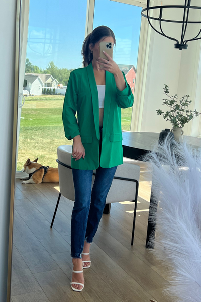 Ruched Blazer - Emerald