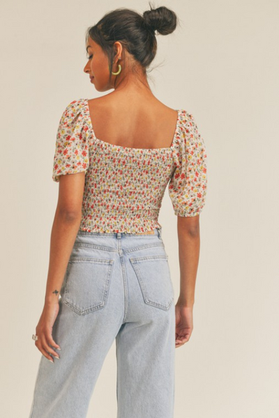 Floral Print Puff Sleeve Blouse