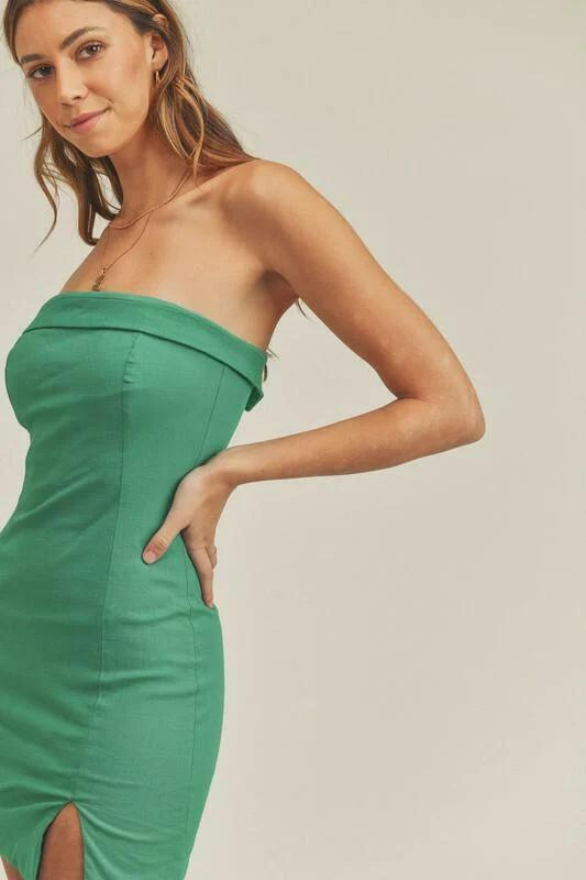Foldover Linen Mini Dress