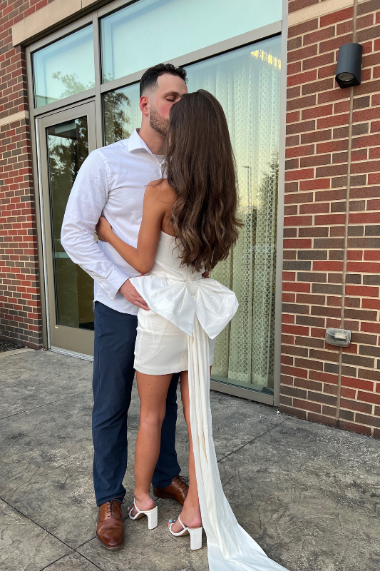 White Bow Mini Dress