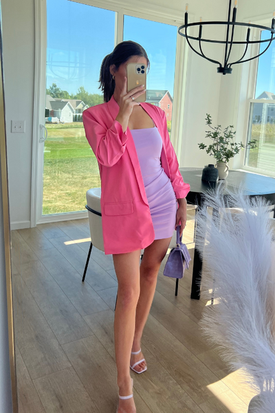 Ruched Blazer - Pink