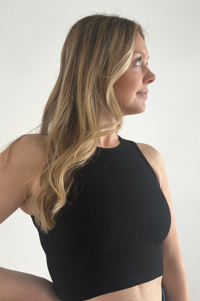 Seamless Black Knit Tank