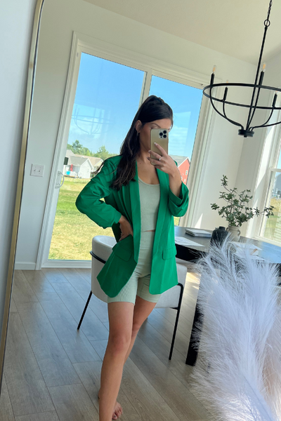 Ruched Blazer - Emerald
