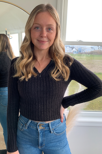 Fuzzy Fitted Half Zip Sweater