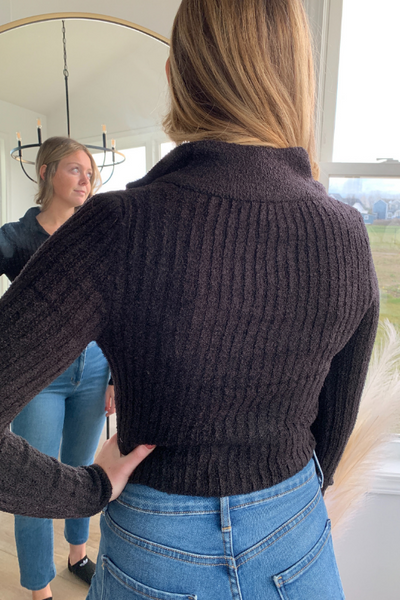 Fuzzy Fitted Half Zip Sweater