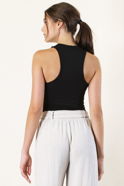 Seamless High Neck Top - Brown