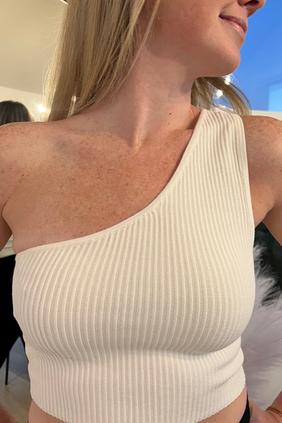 One Shoulder Ribbed Top