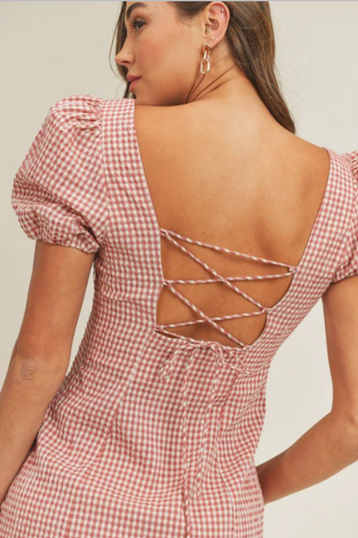 Mauve Gingham Mini Dress